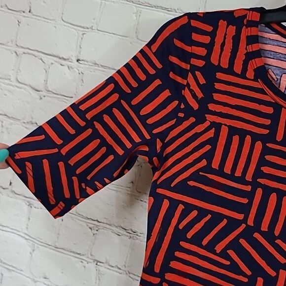 LuLaRoe Julia Dress Knit XXS (00-0) Red & Blue Midi Fitted Business Casual NWT - Picture 3 of 11